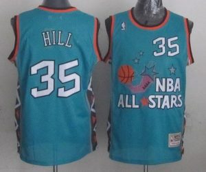 Mitchell And Ness Pistons #35 Grant Hill Light Blue 1996 All star Stitched NBA Jersey