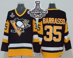 Mitchell&Ness Penguins #35 Tom Barrasso Black 2016 Stanley Cup Champions Stitched NHL Jersey