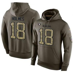 NFL Men's Nike Oakland Raiders #18 Andre Holmes Stitched Green Olive Salute To Service KO Performance Hoodie