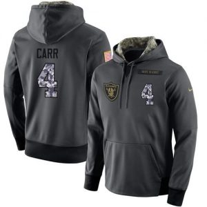 NFL Men's Nike Oakland Raiders #4 Derek Carr Stitched Black Anthracite Salute to Service Player Performance Hoodie
