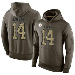 NFL Men's Nike Pittsburgh Steelers #14 Sammie Coates Stitched Green Olive Salute To Service KO Performance Hoodie