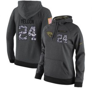 NFL Women's Nike Jacksonville Jaguars #24 T.J. Yeldon Stitched Black Anthracite Salute to Service Player Performance Hoodie