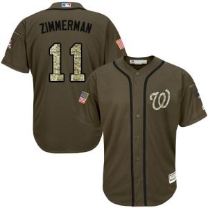 Nationals #11 Ryan Zimmerman Green Salute to Service Stitched MLB Jersey