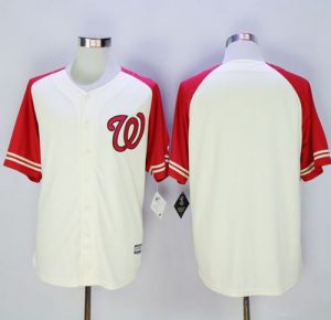 Nationals Blank Cream Red Exclusive New Cool Base Stitched MLB Jersey