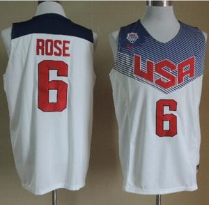 Nike 2014 Team USA #6 Derrick Rose White Stitched NBA Jersey