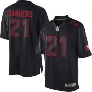 Nike 49ers #21 Deion Sanders Black Men's Embroidered NFL Impact Limited Jersey