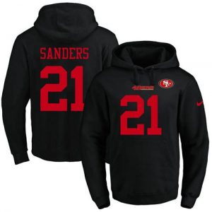 Nike 49ers #21 Deion Sanders Black Name & Number Pullover NFL Hoodie