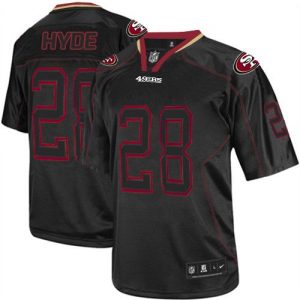 Nike 49ers #28 Carlos Hyde Lights Out Black Men's Stitched NFL Elite Jersey