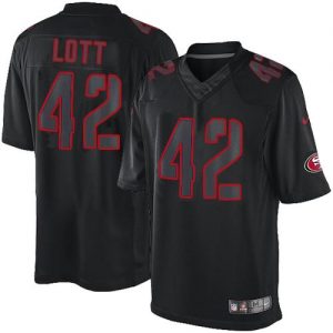 Nike 49ers #42 Ronnie Lott Black Men's Embroidered NFL Impact Limited Jersey