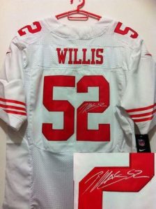 Nike 49ers #52 Patrick Willis White Men's Embroidered NFL Elite Autographed Jersey