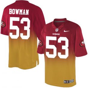 Nike 49ers #53 NaVorro Bowman Red Gold Men's Stitched NFL Elite Fadeaway Fashion Jersey