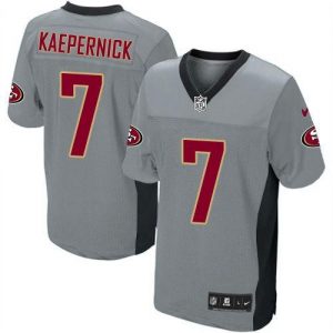 Nike 49ers #7 Colin Kaepernick Grey Shadow Men's Embroidered NFL Elite Jersey