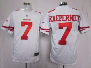 Nike 49ers #7 Colin Kaepernick White Men's Embroidered NFL Game Jersey