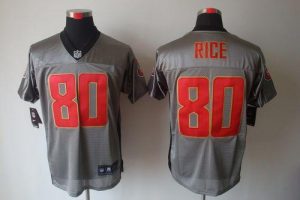 Nike 49ers #80 Jerry Rice Grey Shadow Men's Embroidered NFL Elite Jersey