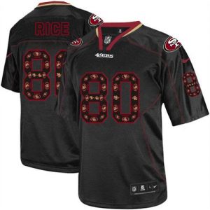 Nike 49ers #80 Jerry Rice New Lights Out Black Men's Embroidered NFL Elite Jersey