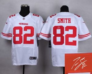 Nike 49ers #82 Torrey Smith White Men's Stitched NFL Elite Autographed Jersey