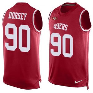 Nike 49ers #90 Glenn Dorsey Red Team Color Men's Stitched NFL Limited Tank Top Jersey