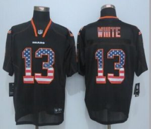 Nike Bears #13 Kevin White Black Men's Stitched NFL Elite USA Flag Fashion Jersey