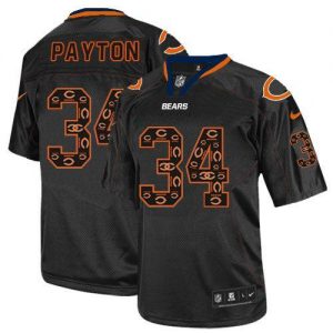 Nike Bears #34 Walter Payton New Lights Out Black Men's Embroidered NFL Elite Jersey