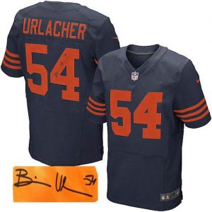 Nike Bears #54 Brian Urlacher Navy Blue 1940s Throwback Men's Stitched NFL Elite Autographed Jersey