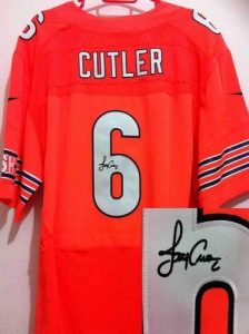 Nike Bears #6 Jay Cutler Orange Alternate Men's Embroidered NFL Elite Autographed Jersey
