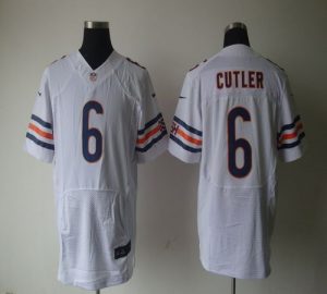 Nike Bears #6 Jay Cutler White Men's Embroidered NFL Elite Jersey
