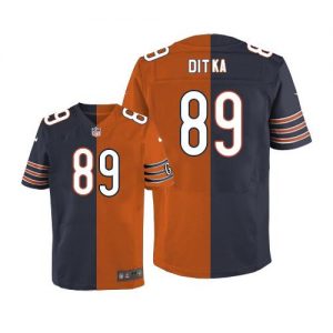 Nike Bears #89 Mike Ditka Navy Blue Orange Men's Stitched NFL Elite Split Jersey