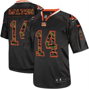 Nike Bengals #14 Andy Dalton Black Men's Embroidered NFL Elite Camo Fashion Jersey