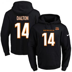Nike Bengals #14 Andy Dalton Black Name & Number Pullover NFL Hoodie