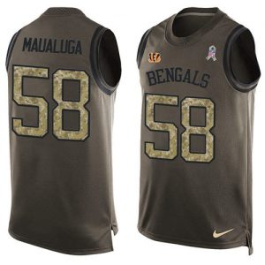 Nike Bengals #58 Rey Maualuga Green Men's Stitched NFL Limited Salute To Service Tank Top Jersey