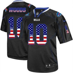 Nike Bills #10 Robert Woods Black Men's Stitched NFL Elite USA Flag Fashion Jersey