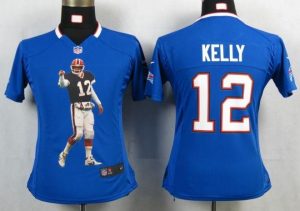 Nike Bills #12 Jim Kelly Royal Blue Team Color Women's Portrait Fashion NFL Game Jersey