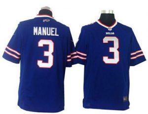 Nike Bills #3 EJ Manuel Royal Blue Team Color Men's New Embroidered Game NFL Jersey