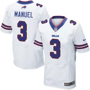 Nike Bills #3 EJ Manuel White Men's Embroidered NFL New Elite Jersey