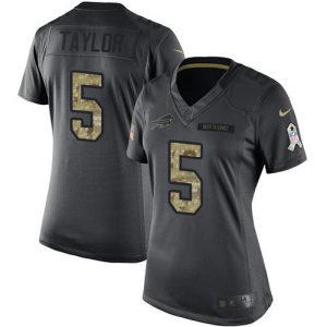 Nike Bills #5 Tyrod Taylor Black Women's Stitched NFL Limited 2016 Salute to Service Jersey