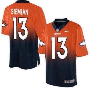 Nike Broncos #13 Trevor Siemian Orange Navy Blue Men's Stitched NFL Elite Fadeaway Fashion Jersey