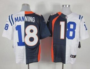 Nike Broncos #18 Peyton Manning Navy Blue White Men's Embroidered NFL Elite Split Colts Jersey