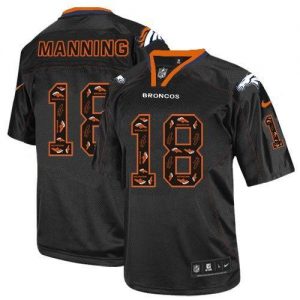 Nike Broncos #18 Peyton Manning New Lights Out Black Men's Embroidered NFL Elite Jersey