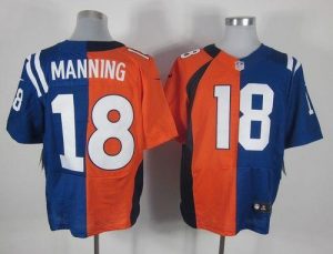 Nike Broncos #18 Peyton Manning Orange Royal Blue Men's Embroidered NFL Elite Split Colts Jersey