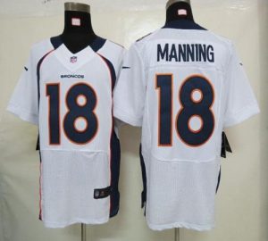 Nike Broncos #18 Peyton Manning White Men's Embroidered NFL Elite Jersey
