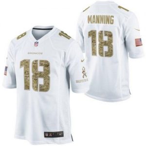 Nike Broncos #18 Peyton Manning White Men's Embroidered NFL Limited Salute to Service Jersey
