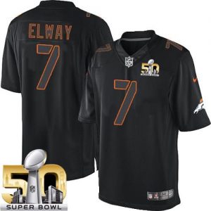 Nike Broncos #7 John Elway Black Super Bowl 50 Men's Stitched NFL Impact Limited Jersey