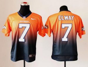 Nike Broncos #7 John Elway Orange Navy Blue Men's Stitched NFL Elite Fadeaway Fashion Jersey