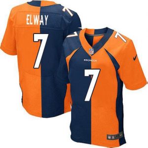 Nike Broncos #7 John Elway Orange Navy Blue Men's Stitched NFL Elite Split Jersey