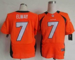 Nike Broncos #7 John Elway Orange Team Color Men's Embroidered NFL Elite Jersey