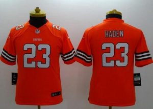 Nike Browns #23 Joe Haden Orange Alternate Youth Stitched NFL Limited Jersey