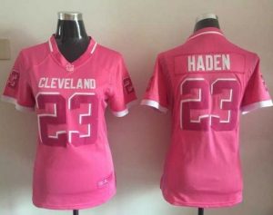 Nike Browns #23 Joe Haden Pink Women's Stitched NFL Elite Bubble Gum Jersey