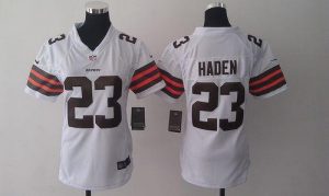 Nike Browns #23 Joe Haden White Women's Embroidered NFL Elite Jersey