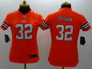 Nike Browns #32 Jim Brown Orange Alternate Women's Stitched NFL Limited Jersey
