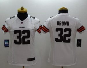 Nike Browns #32 Jim Brown White Women's Stitched NFL Limited Jersey